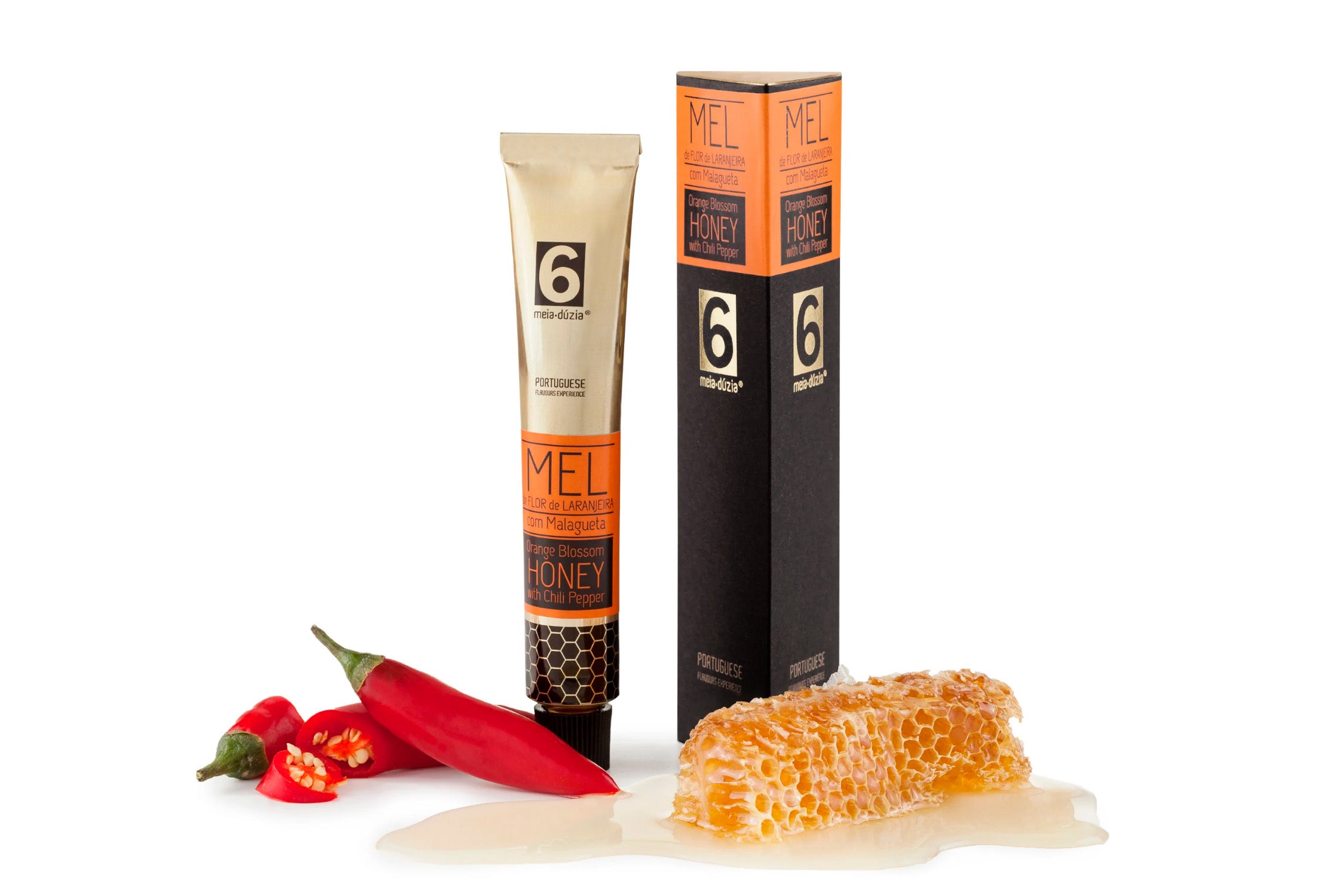 Mel flor de laranjeira com malagueta em bisnaga meia.dúzia