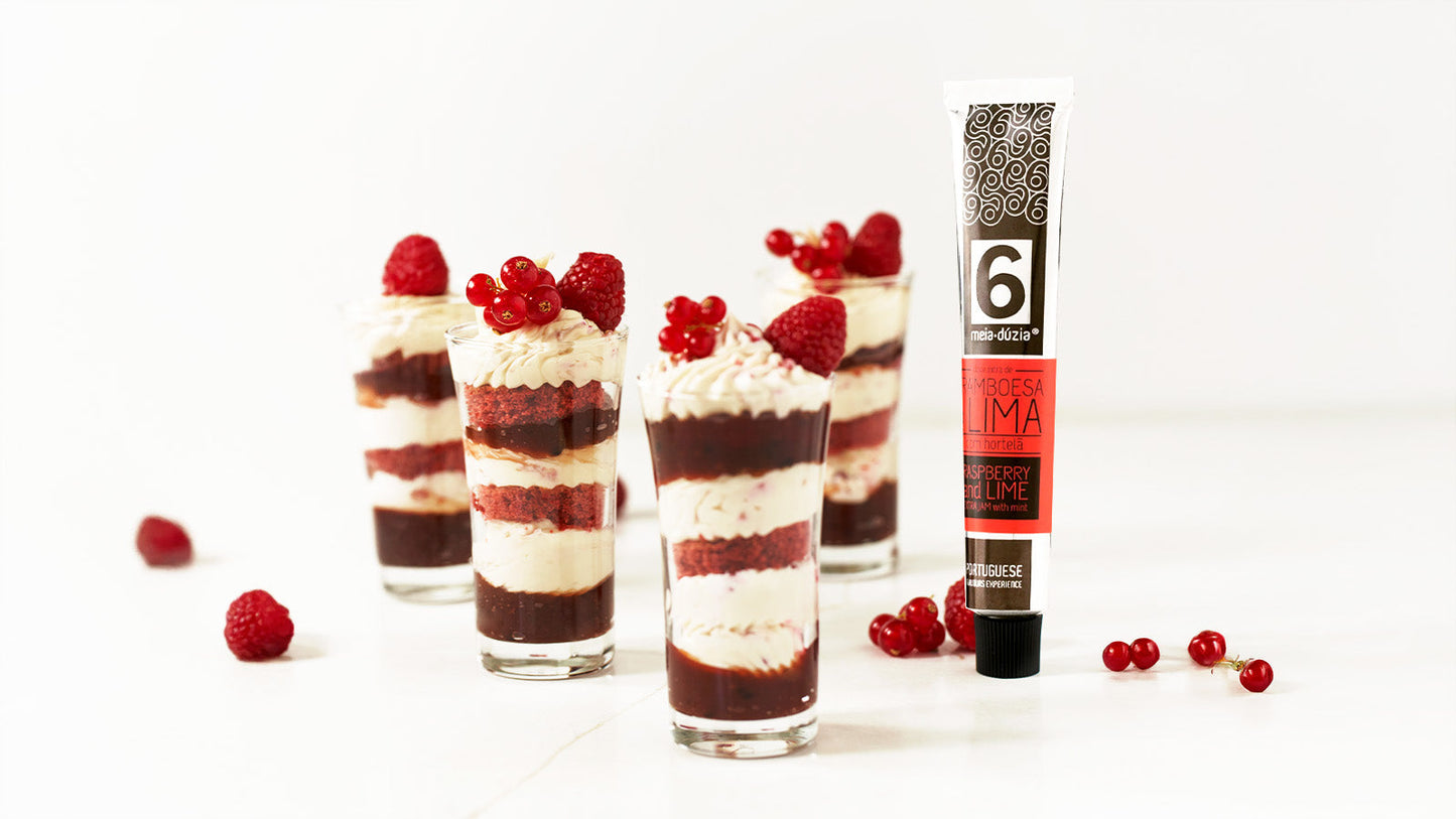 Copinhos do Amor com Framboesa, Mascarpone e Red Velvet