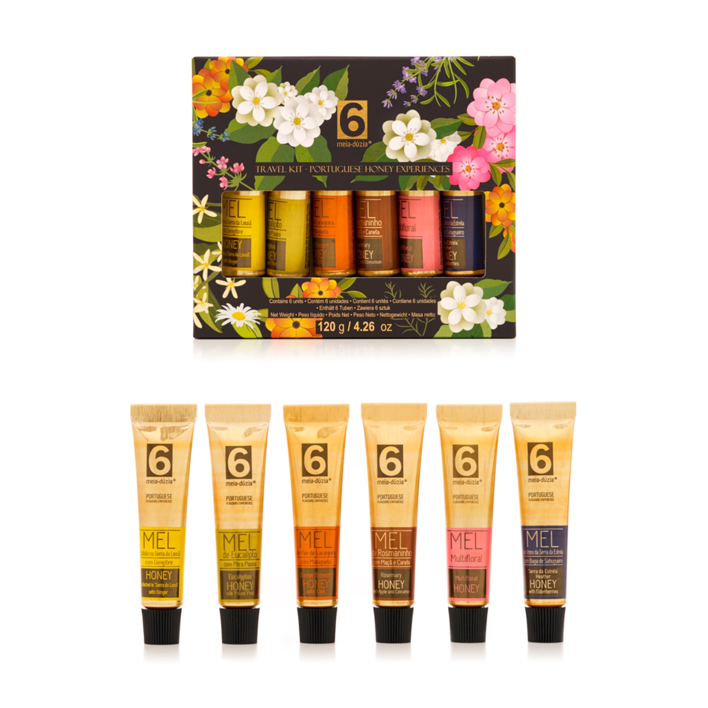 Travel Kit of 6 Portuguese Honeys - Tasting Gift from Portugal