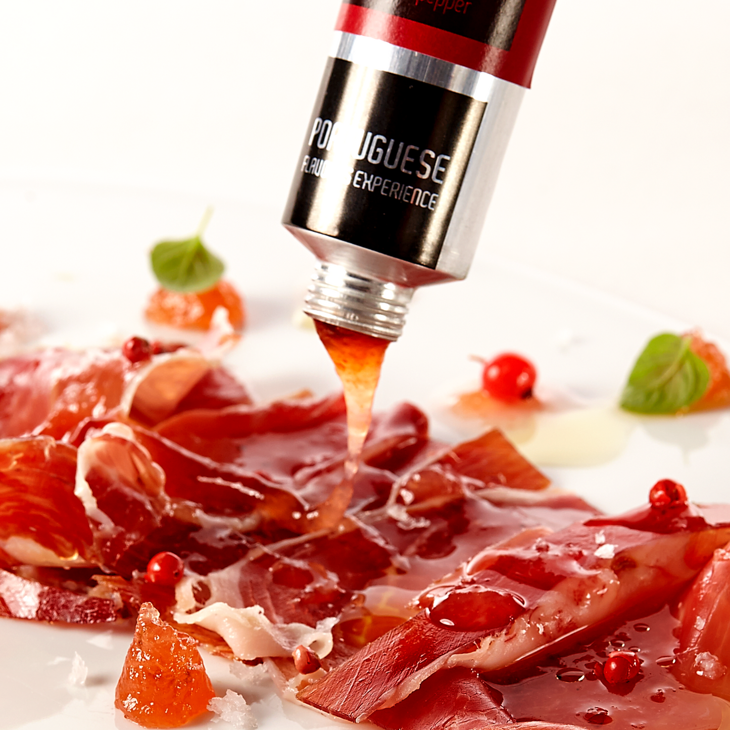 presunto pata negra com doce de pera rocha com groselha, cidreira e pimenta rosa em bisnaga da meia.dúzia, presente dia da mãe