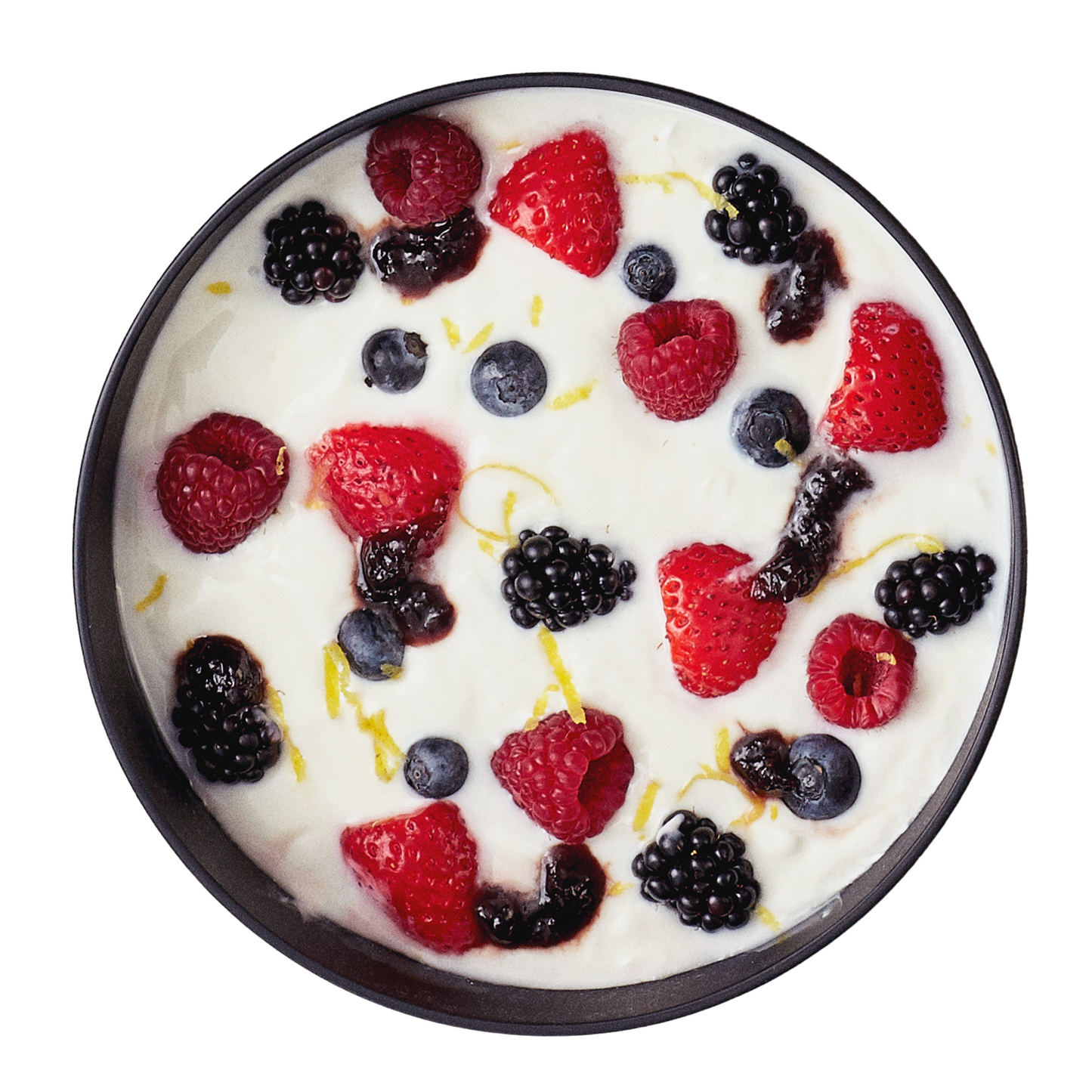 Iogurte grego com frutos vermelhos, raspas de limão e Doce Extra de Morango e Framboesa com Hortelã - compota artesanal em bisnaga by meia.dúzia - sabores de Portugal